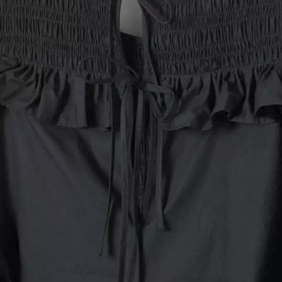 H&M Trend Conscious Short A-LIne Black Ruffle-trimmed Medium Cotton Dress - Picture 6 of 16